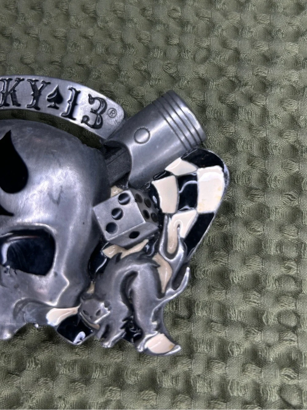Vintage LUCKY 13 Skull Belt Buckle